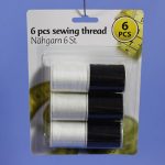 Sewing Thread Black & White 6pc