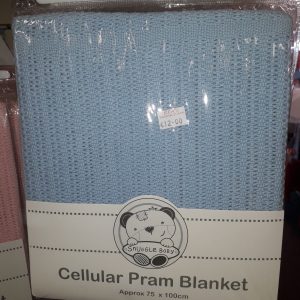 Cellular Pram Blanket Blue