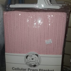 Cellular Pram Blanket Pink